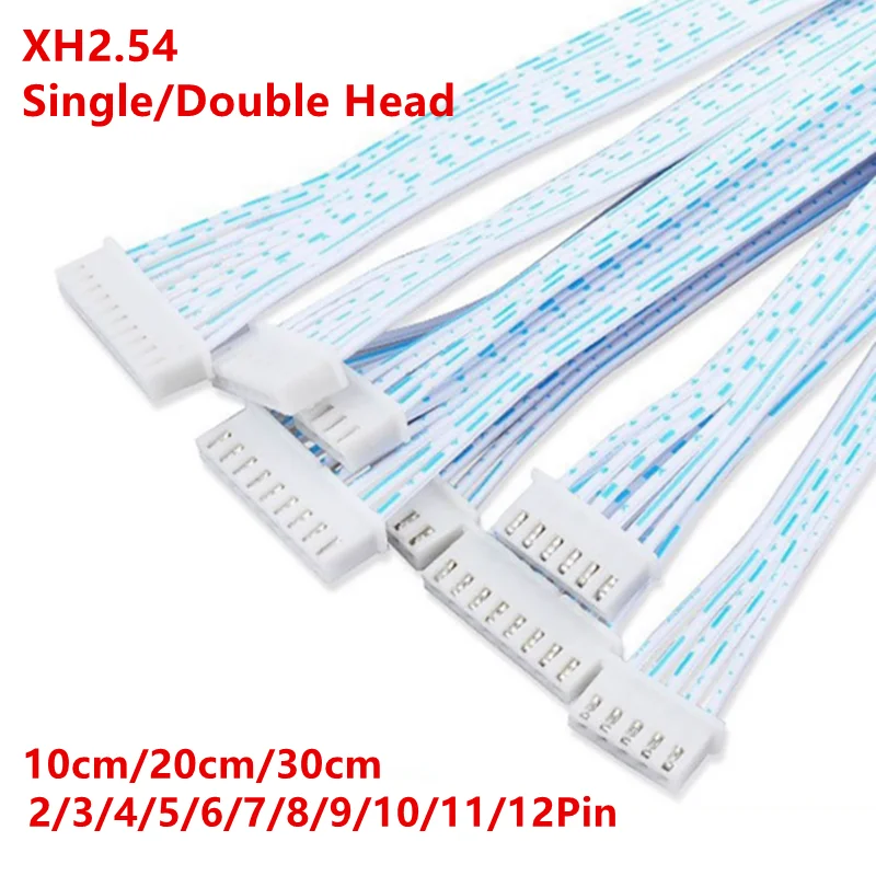 5PCS Blue White XH 2.54mm Pitch Connector Cable XH2.54 Plug Line Length 10/20/30CM 2P/3P/4P/5P/6P/7P/8P/9P/10P/12P 2468-24AWG