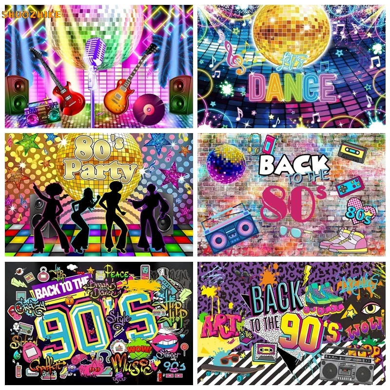 

80's 90's Hip Hop Disco Music Photography Backdrops Adult Birthday Party Decoration Background Retro Photo Photographic Props