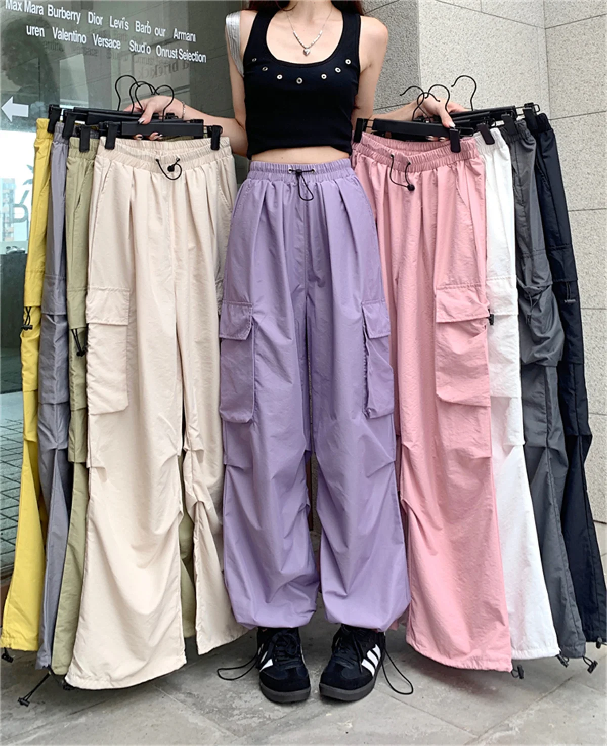 

Fashion Cargo Pants Women Gothic Joggers High Waist Cool Female Hip Hop Trousers Korean Punk Pants Funny Capri Femme Sweatpants