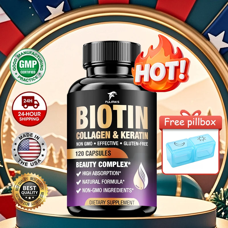 

Biotin Collagen Keratin Capsules - Triple Power for Strong Hair, Glowing Skin & Healthy Nails, Complete Beauty Support