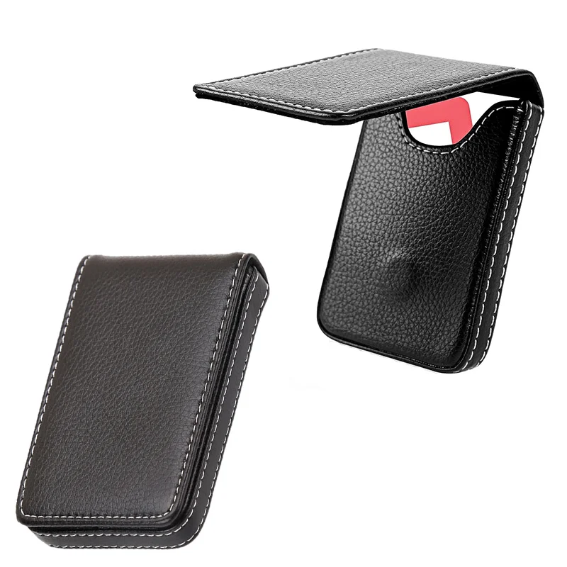 Fashion PU Leather Business Card Holder Men\'s Card ID Holder Magnetic Credit Card Case Mini Large Capacity Wallet Card Sleeve