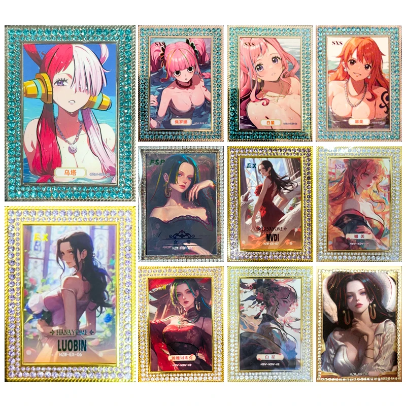 

Anime One Piece with Diamonds Card Hancock Nami Uta Shirahoshi Perona Nico Robin Collectible Cards Birthday Gifts Children's Toy