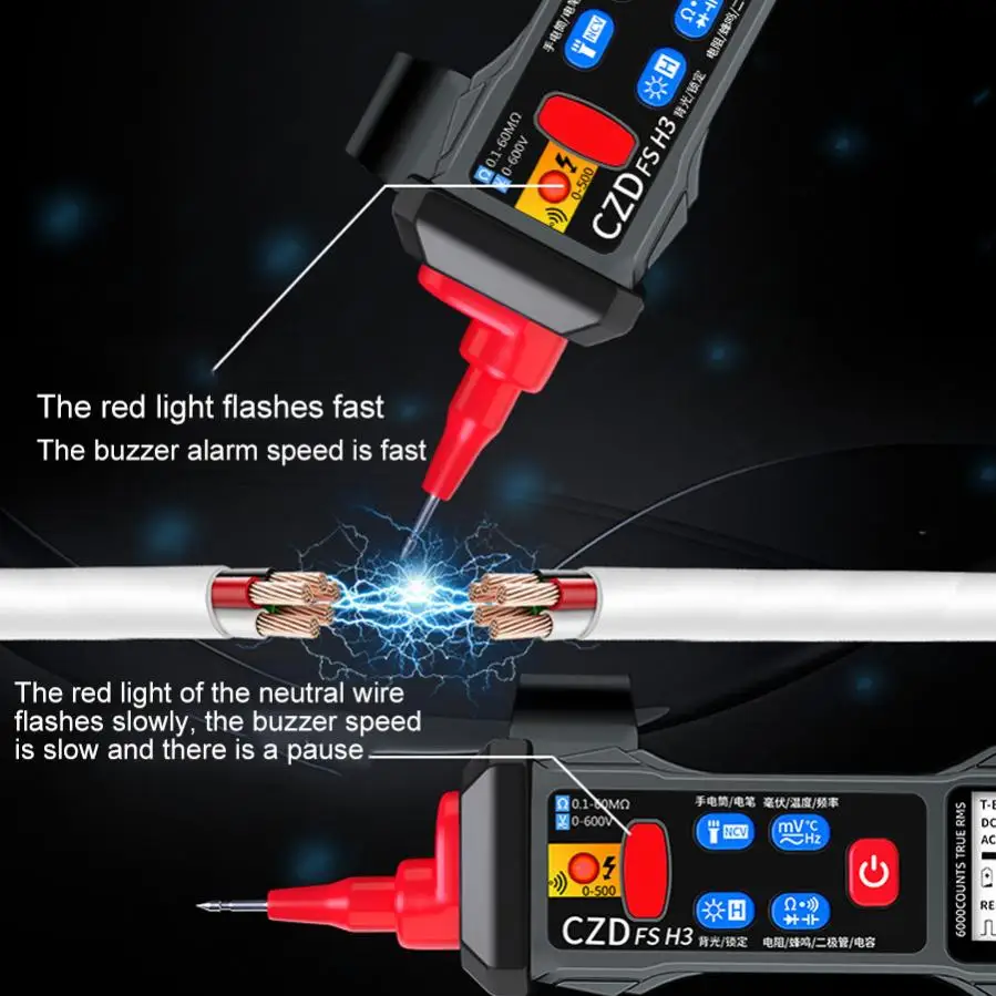 Mini Digital Multimeter USB Rechargeable Smart LCD Voltage Detector Tester Portable DC AC Voltage Ohm Continuity
