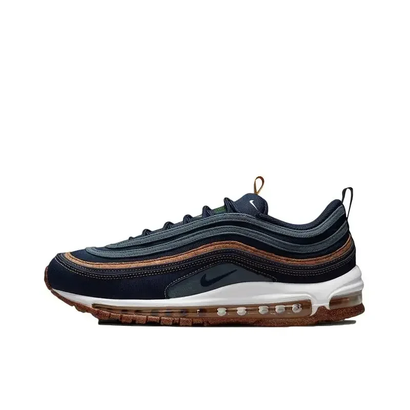 حذاء Nike Air Max 97 للرجال والنساء مبطن بالهواء مريح كاجوال قابل للتنفس، حذاء كلاسيكي مقاوم للانزلاق ومقاوم للاهتراء