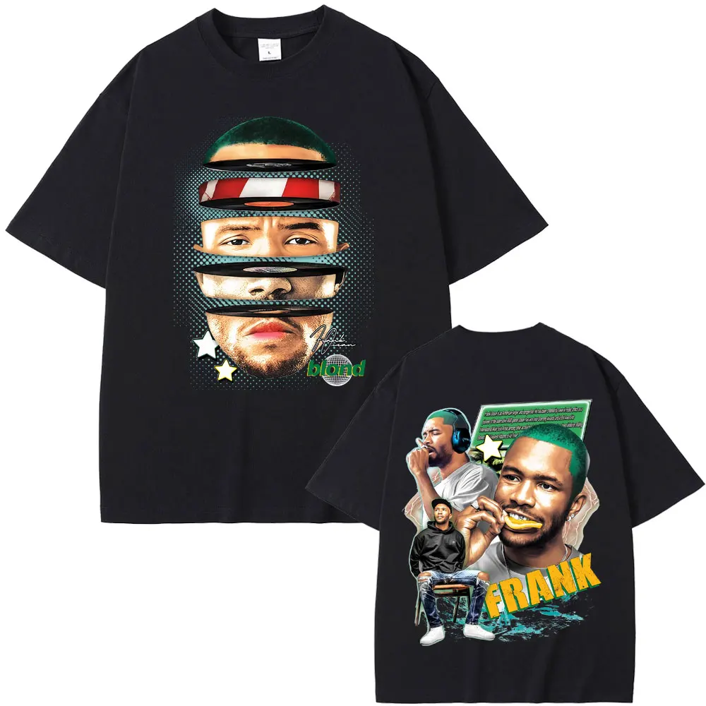 

Rapper Frank Hip Hop Washed Vintage T-shirt Blond Fashion Pop Music T-shirts Ocean Oversized T Shirts Men Cotton Casual Tshirt