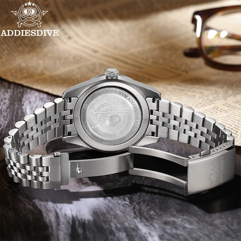 ADDIESDIVE 39 мм мужские кварцевые наручные часы Роскошные часы K1 Bubble GMT для отдыха из нержавеющей стали BWG9 Светящиеся водонепроницаемые часы 200 м