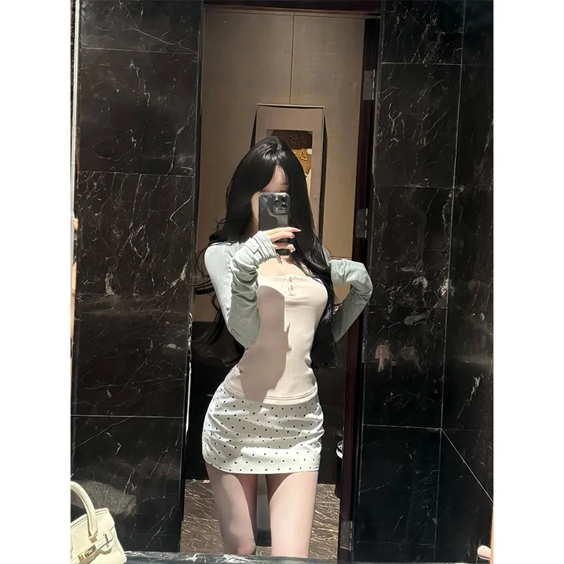 

MosesQueen High Waist Polka Dot Half Skirt Women's Stylish Slimming Short Skirt Breathable Casual Style Prevent Exposure
