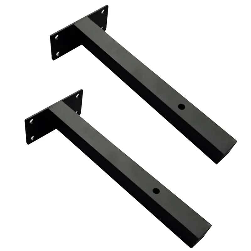 ABZL 2Pcs Floating Bracket Wall Shelf Iron Support Heavy Duty Black Board Home Office Kitchen Storage Rack Shoe Ledge