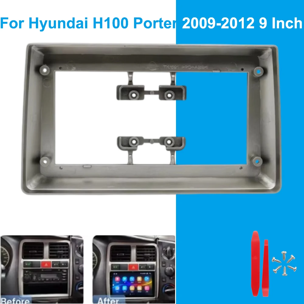 For Hyundai H100 Porter 2009-2012 9 Inch Car Radio Fascia Frame Dashboard Stereo Trim Mounting Kit