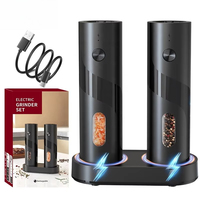 110ml Rechargeable Electric Salt and Pepper Grinder Shakers USB Automatic Djustable Coarseness Spice Mills for Kitchen Gadgets