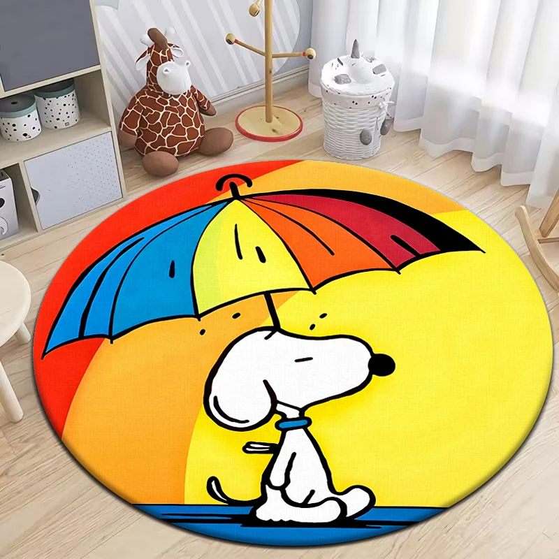 Cute Snoopy Round Carpet for Living Room Rugs Camping Picnic Mats Flannel Anti-Slip Rug Yoga Mat Gifts,carpets for living room