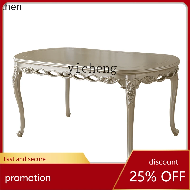 

CZ Minimalist Dining Table and Chair Set High-End Palace Household Rectangular Dining Table Solid Wood Dining Table