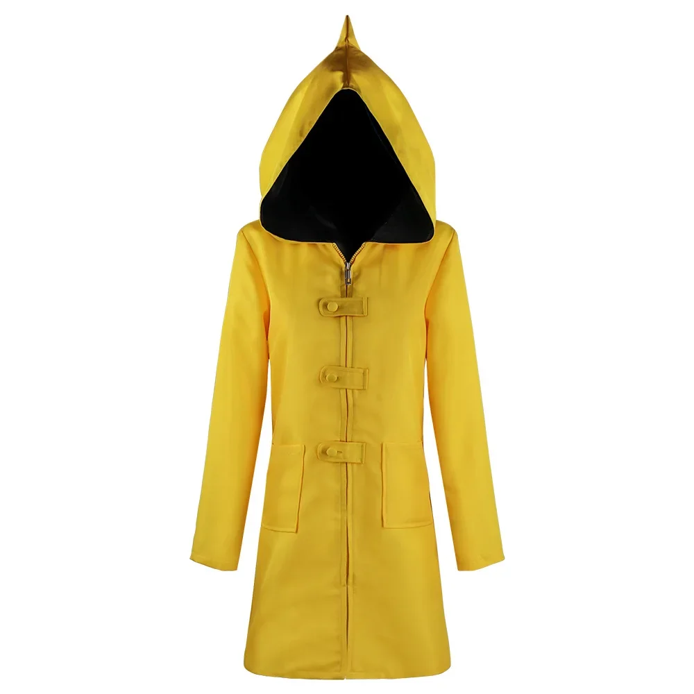 Anime Little Nightmare Cosplay Halloween Cosplay Costume Kid Six Cosplay Performance Costume Yellow Hooded Jacket Raincoat