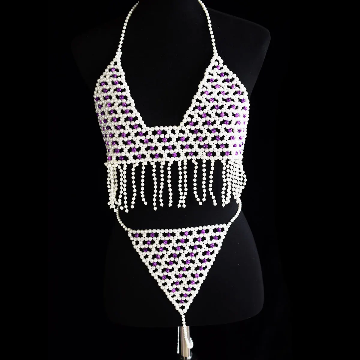 Body Chain Sexy Simulated Pearl Totally Hand-madeBikini Bra Briefs Fashion Birthday Party Night Club Body Chain Chest Jewelry