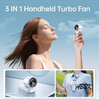 ABBK-Portable Handheld Turbo Fan Digital Display USB Rechargeable Mini Hand Held Personal Fan Fortravel, Outdoor A