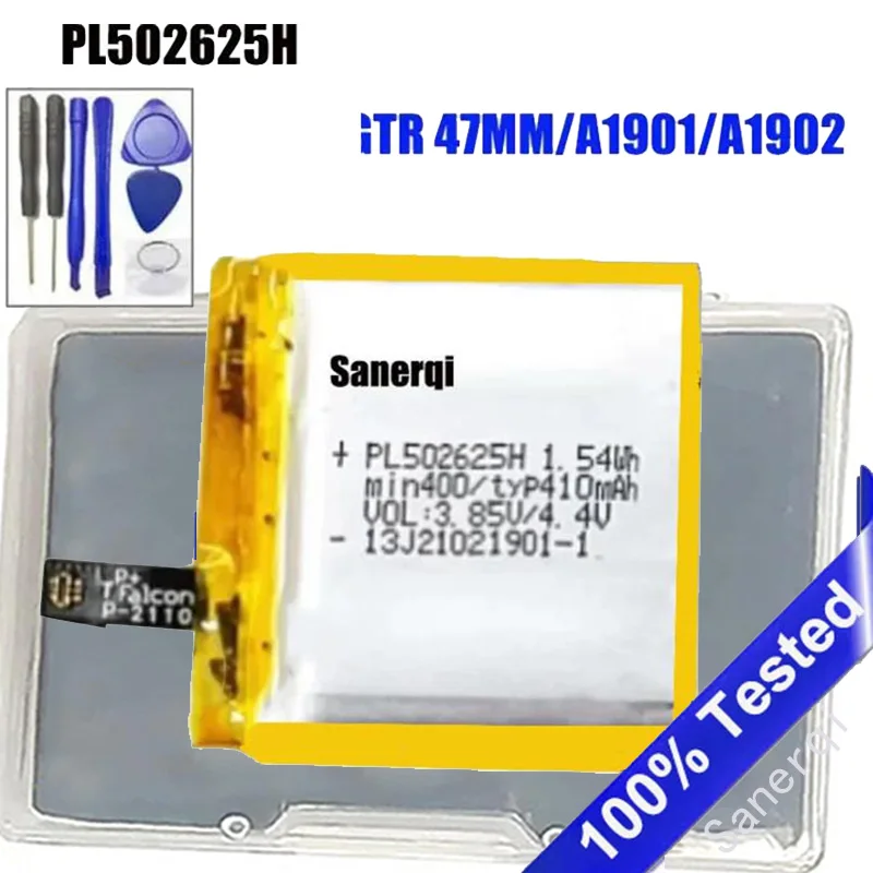 

Полный аккумулятор PL502625H емкостью 410 мАч для Huami AMAZFIT GTR 47 мм A1901 A1902, аккумуляторы для умных спортивных часов + инструменты