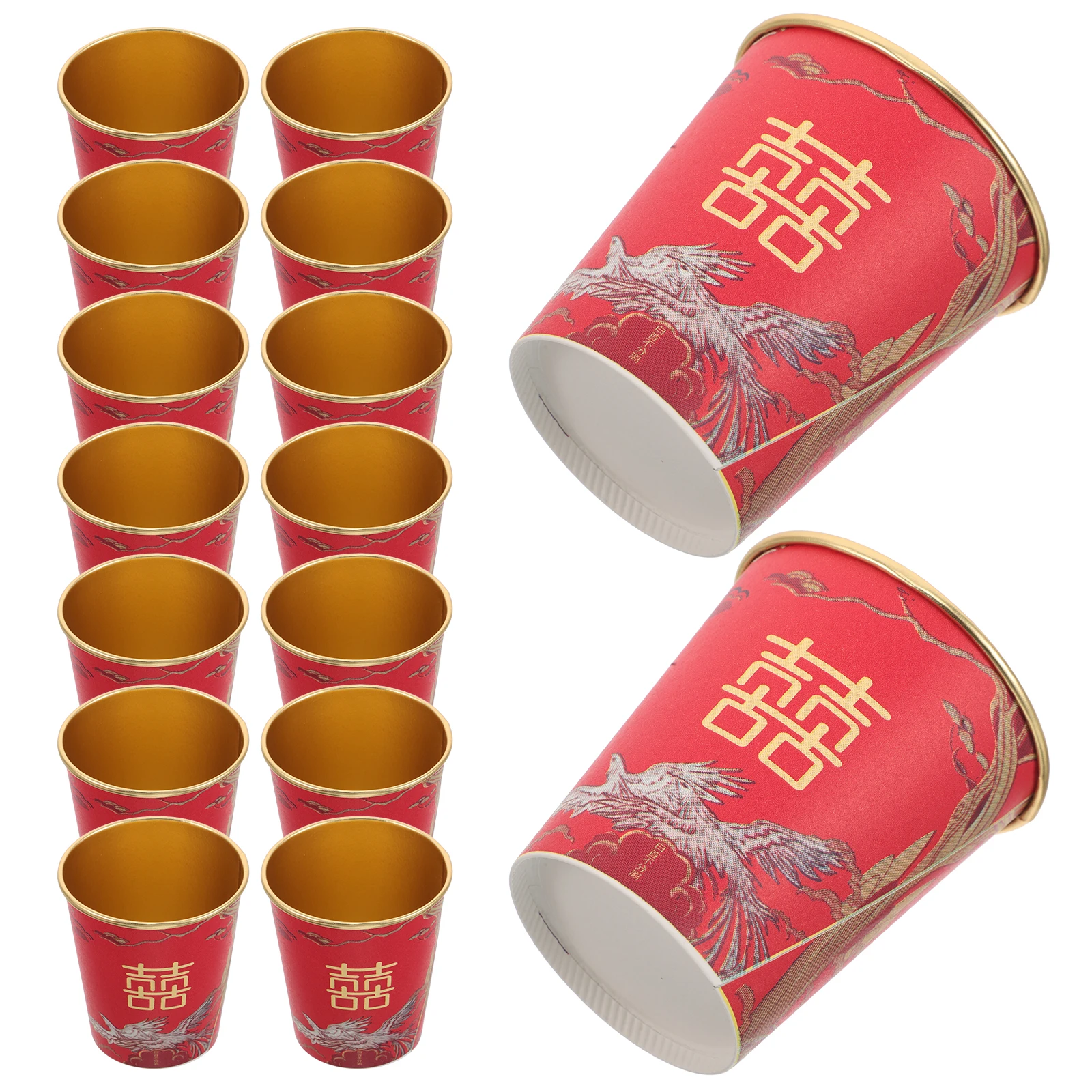 

50pcs Wedding Red Thick Disposable Paper Cups for Hot Drinks Disposable Holiday Cups Party Supplies Ceremonies