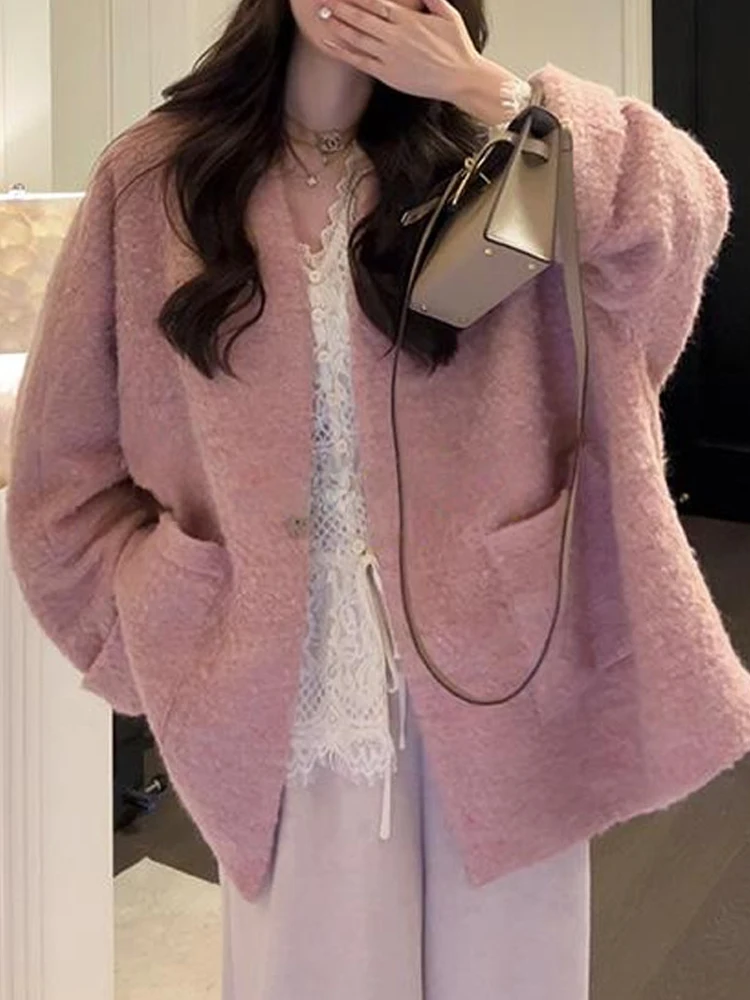 Warm Thickened Loose Women's Jacket Elegant Lazy Style Autumn Winter New Arrival Fashionable Top European Style Standard Fit ...