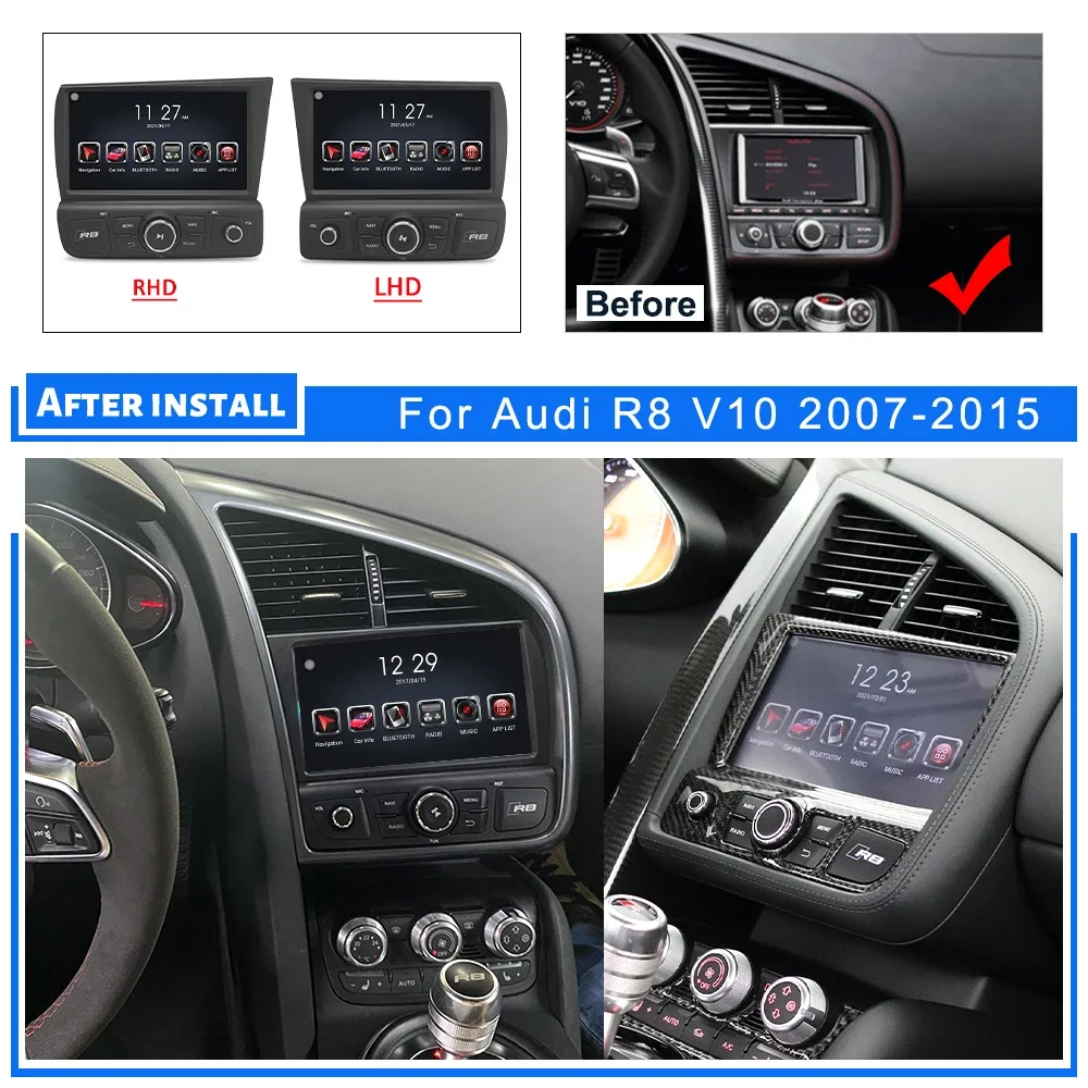 Carplay  Screen For Audi R8 2007 2008 2009 2010 2011 - 2015 Radio Android Audio Stereo Auto GPS Automotive Multimedia Head Unit