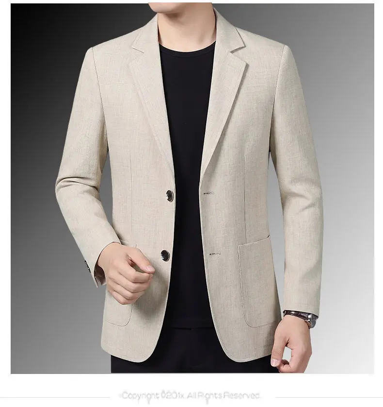 30% Leinen-Blazer - Stilvoller Business-Anzug für Herren im Britischen Gentleman-Stil, Trendiger Atmungsaktiver und Vielseitiger Casual-Blazer – Detail 14