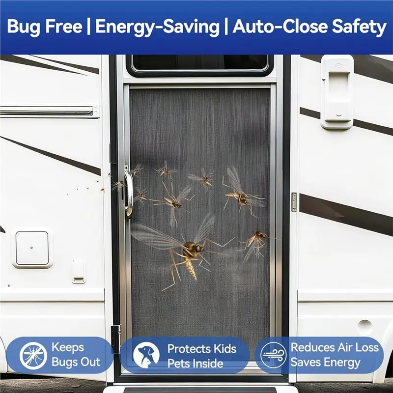 Aluminum Alloy RV Screen Door Closer, Auto-Closing Device With Built-In Spring, Adjustable Tension,Works With Most RV Doors Body