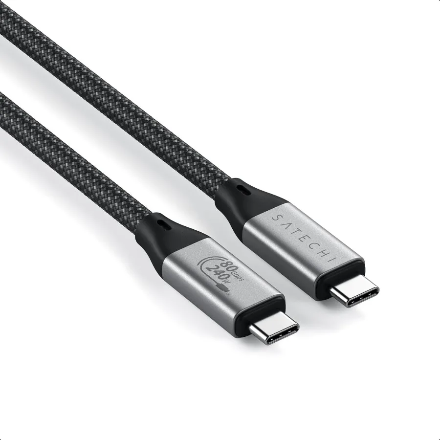 كابل USB4 V2 Pro كابل USB C بطول 1.2 متر 3.9 قدم حتى 120 جيجابت في الثانية نقل البيانات 240 وات توصيل الطاقة شاشة 8K Thunderbolt 5 4 3 متوافق