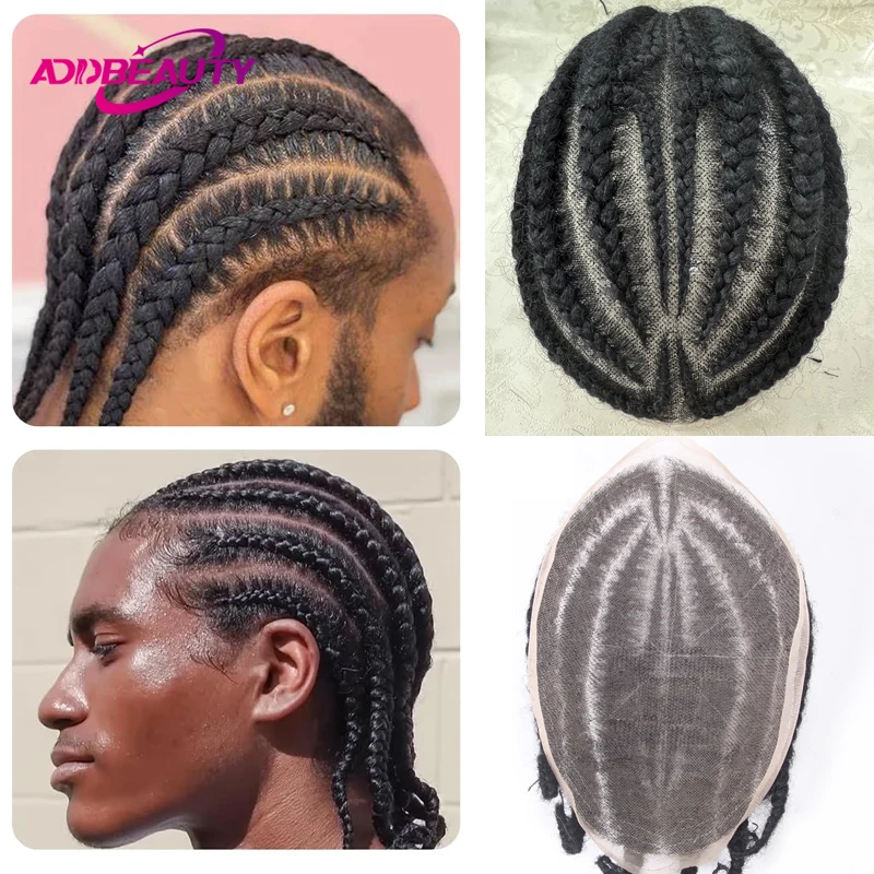 

Cornrow Braids Афро-парик для мужчин 6 дюймов Настоящие человеческие волосы Полные кружевные волосы Мужские плетения Мужские парики Реалистичные системные блоки