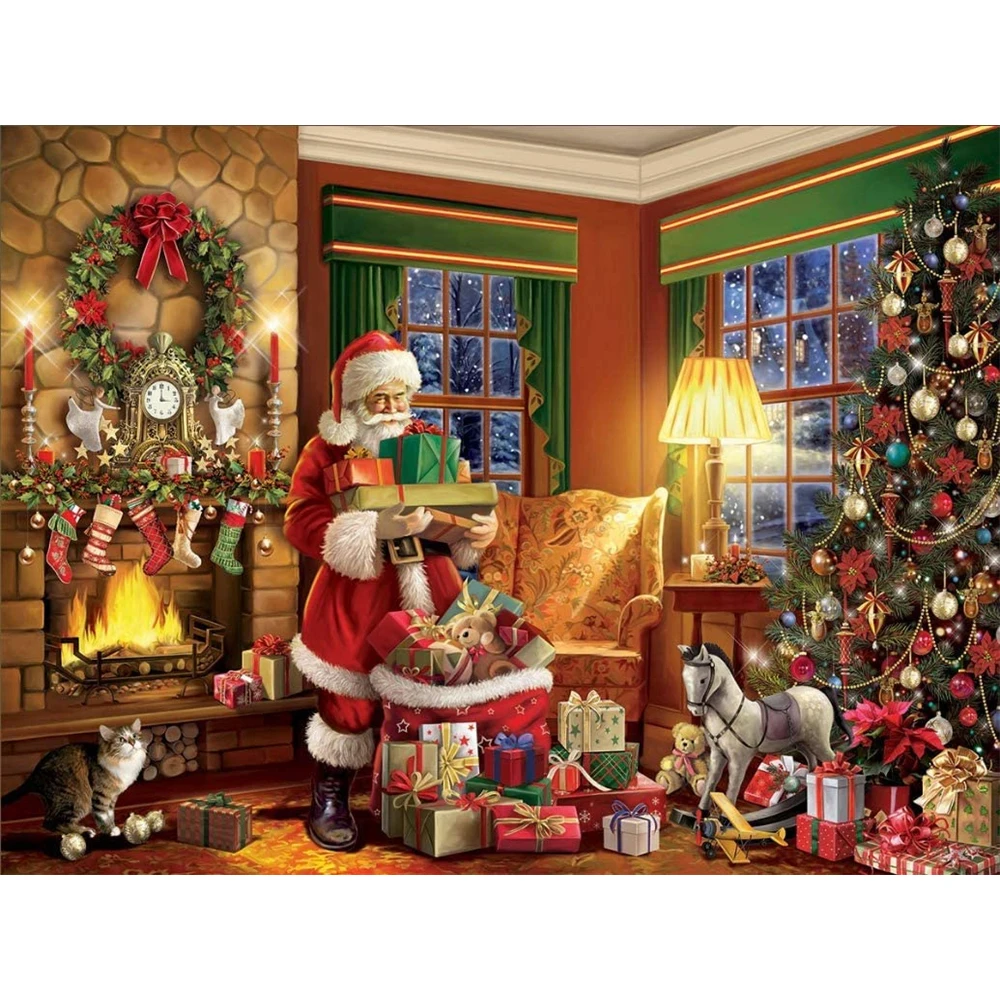 Christmas Village DIY Cross Stitch 11CT zestawy do haftowania Craft zestaw do robótek ręcznych nić bawełniana płótno z nadrukiem sprzedaż domu