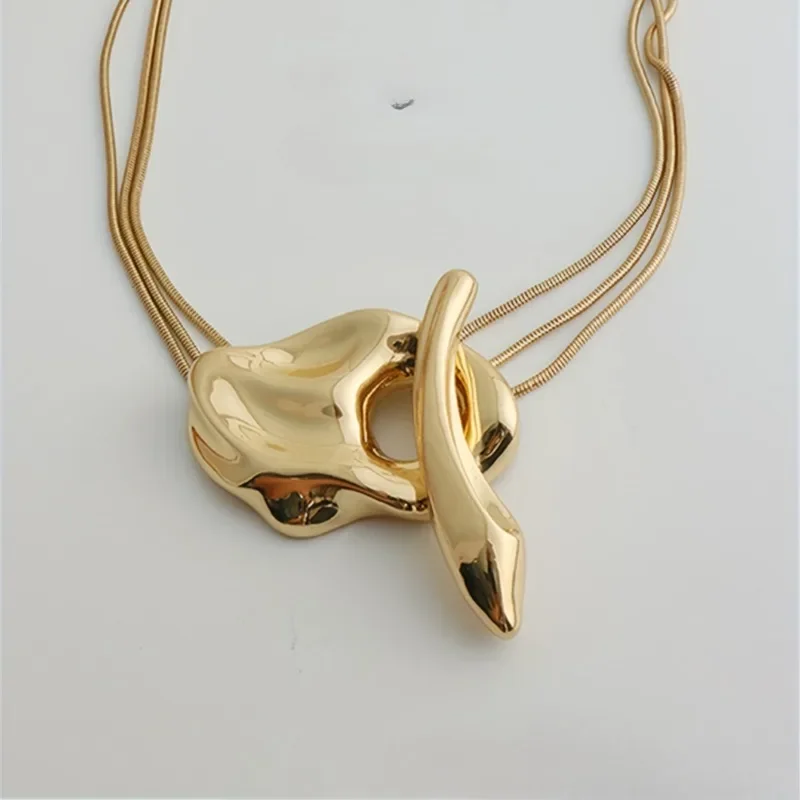 

Hip Hop Personalised Geometric Pendant Double Layers Necklace Women's Creative Snake Bone Chain Party Jewellery Accessories