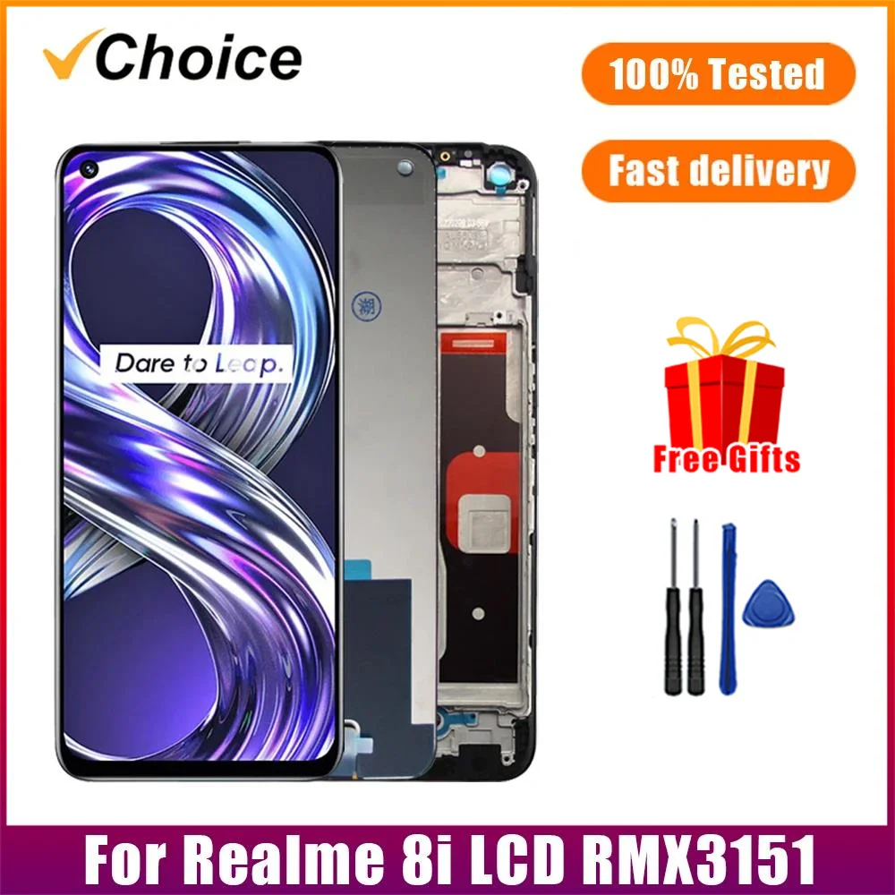 100% New IPS LCD For Realme 8i Display Touch Screen Digitizer Assembly Display For Realme8i RMX3151 With Frame LCD