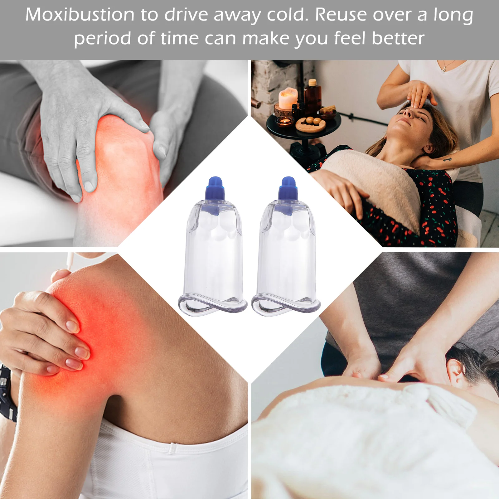 2개입 부항기 휴대용 매끄러운 표면 마사지 도구 냉기 제거 신체 요법 뜸 치료 컵