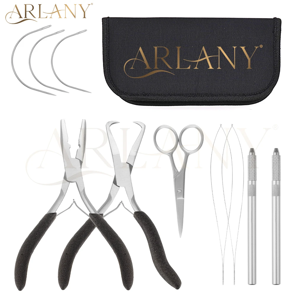 

ARLANY набор плоскогубцев для наращивания волос с противоскользящей ручкой, плоскогубцы Microlink для наращивания утка, набор инструментов для наращивания волос, бисероплетение