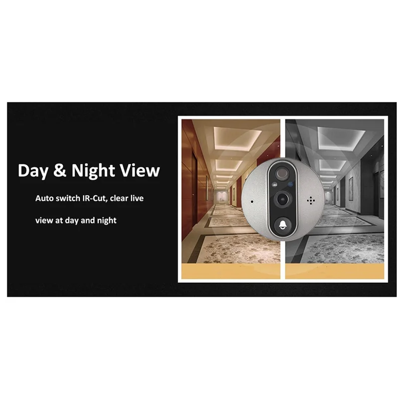 Smart-Smart Tuya 1080P Wifi Bel Pintu Kamera Lubang Intip Mata 4.3 Inci PIR FHD Bel Pintu Pintar Inframerah untuk Alexa Google