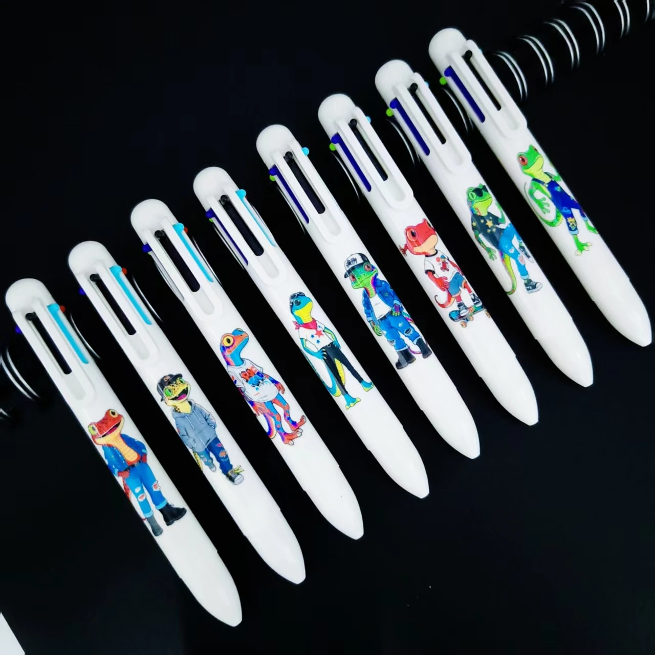 

8PCS/14PCS salamander baby pattern ballpoint pen white series trend salamander 6-color pen student opening gift pen