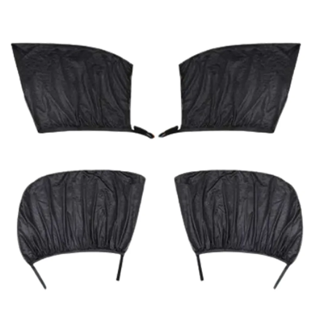 4Pcs/Set Block Sunlight Car Window Cover Flexible Mesh Car Window Screen Foldable Black Car Side Window Sunshades
