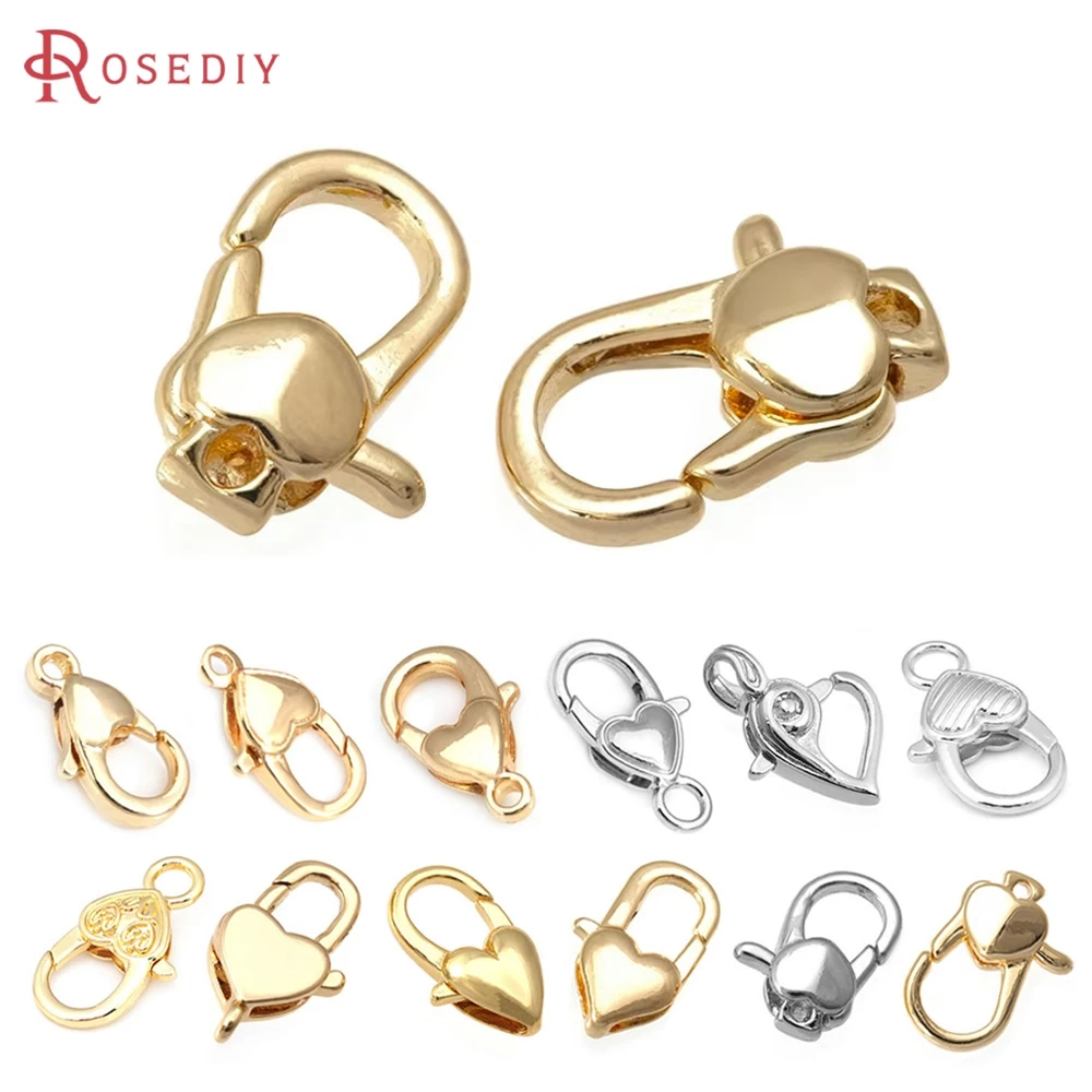 

18K Gold Color Heart Lobster Clasps Connect Clasps Jewelry Necklaces Bracelets Making High Quality Diy Findings Accessories