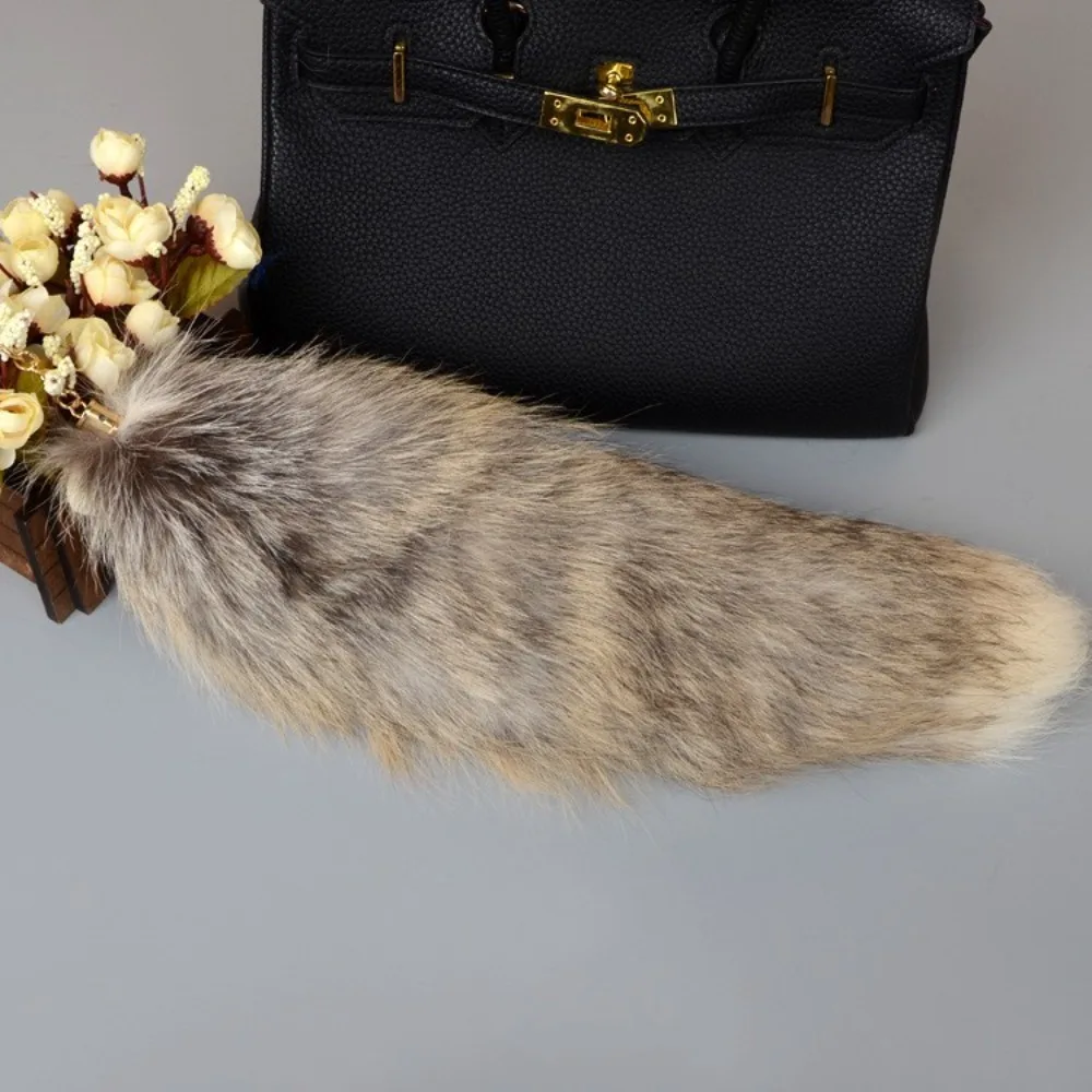 New 40cm Fox Tail Keychain COS Performance Props Beautiful Faux Fur Keyring Key Rings Chain