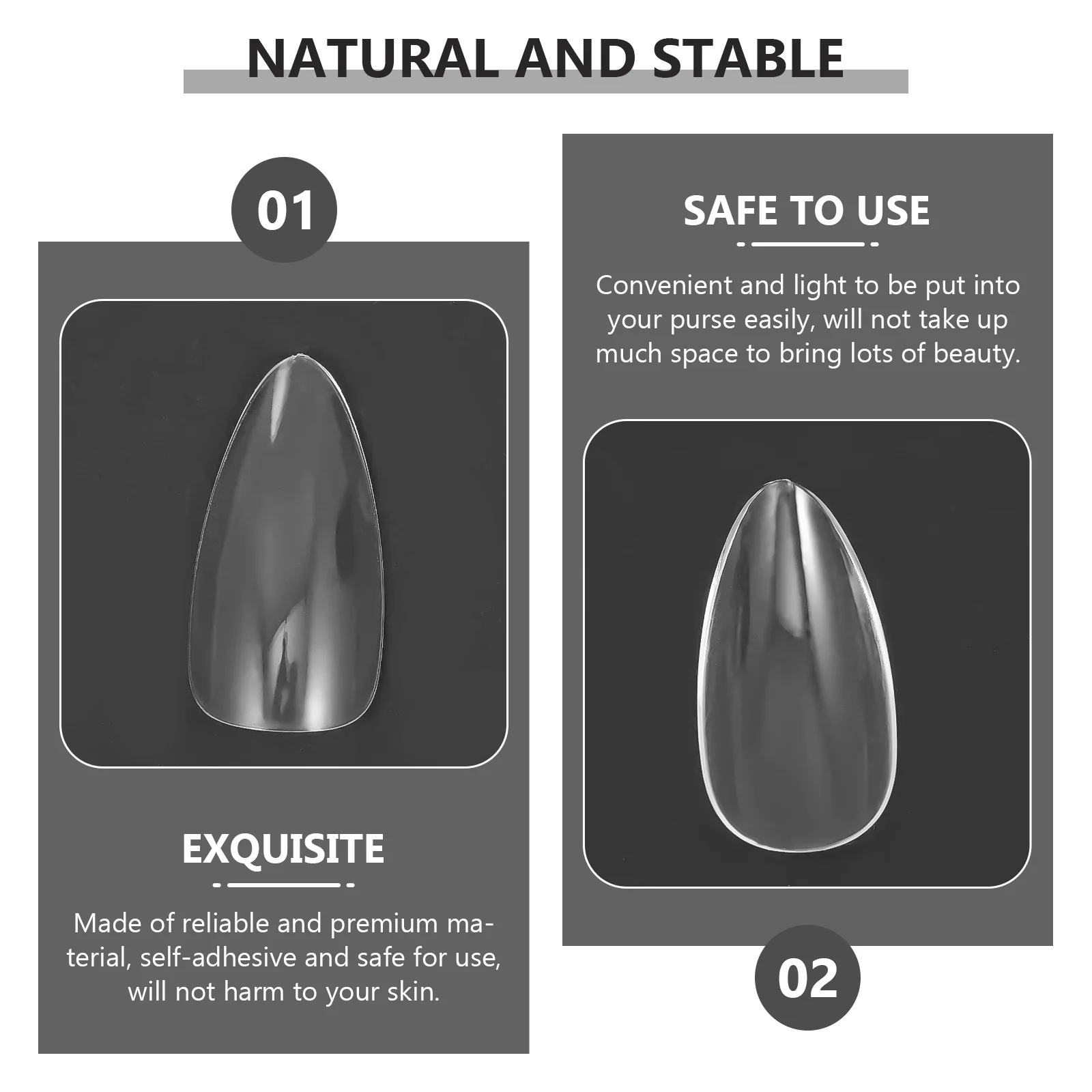 

500Pcs Clear Nail Tips Almond Shaped False Nails Durable and Convenient for Banquets Masquerades and Gatherings