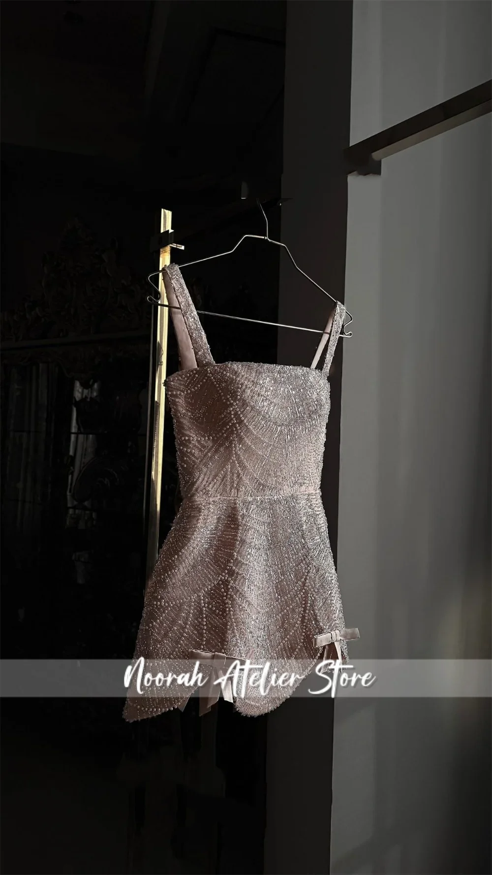 

New Customized Glitter Beading A-Line Sleeveless Wedding Dress Sexy Mini vestidos de noche Spaghetti Strap Formal Evening2025