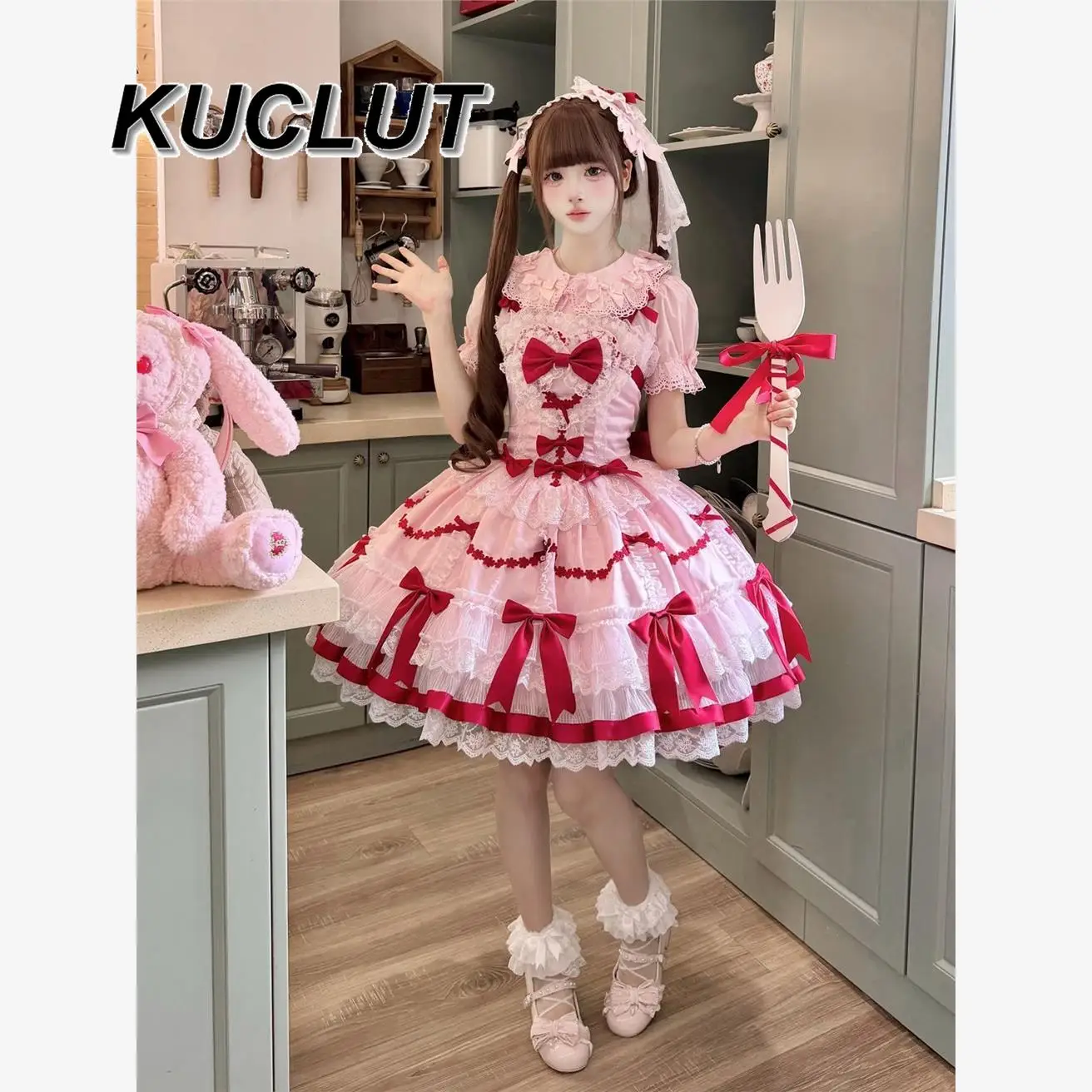 Moda vestido de baile vestidos curtos para mulheres estilo lolita design original nova menina bonito e doce jsk cinta vestido femme verão