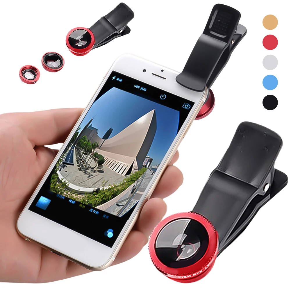 

3 in 1 Clip On Phone Lens Fish Eye+Wide Angle+Macro Lens Phone Lens Kit Photography Lens for Mobile Phone Cellphone Smart Phone