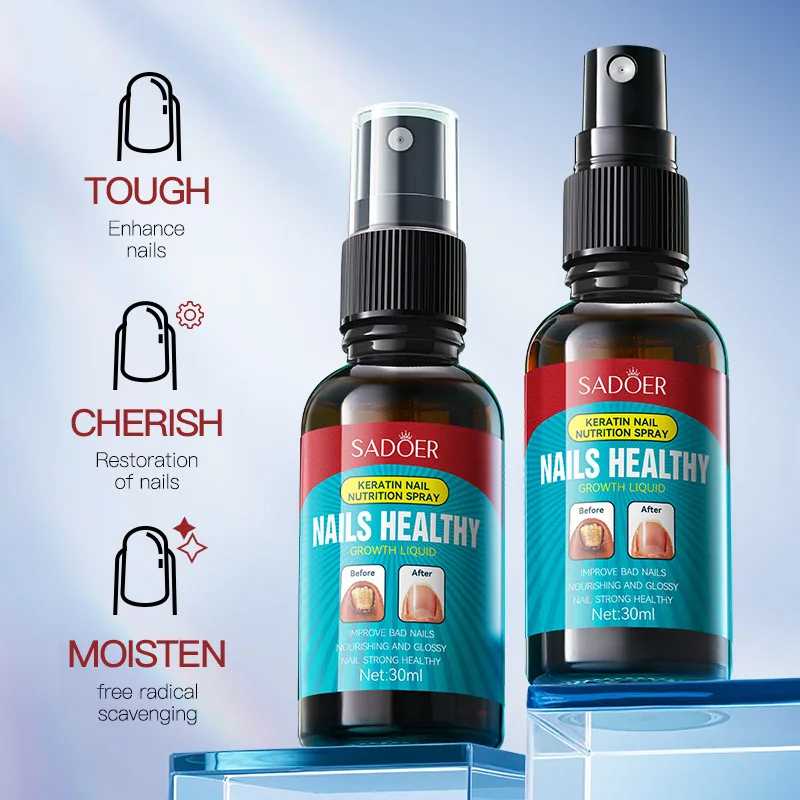 Spray do paznokci z keratyną 30 ml, delikatna pielęgnacja paznokci, spray do codziennej pielęgnacji zdrowych paznokci na dłoniach i stopach.