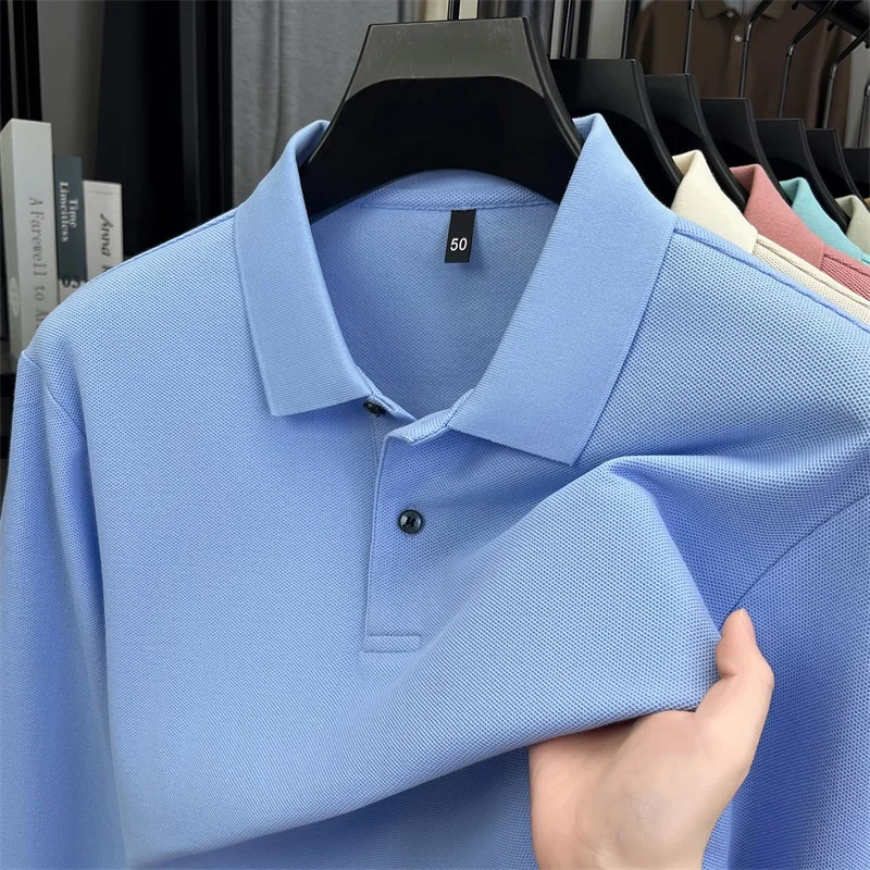 100% pure cotton high-end brand men's long sleeve polo shirt autumn winter fashionable luxury embroidery golf top casual T-shirt