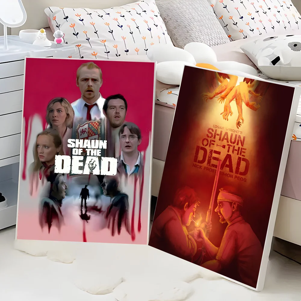 Movie SHAUN OF THE DEAD Canvas Self-adhesive Art Poster Whitepaper Sticker DIY Room Bar Cafe Wall Decor