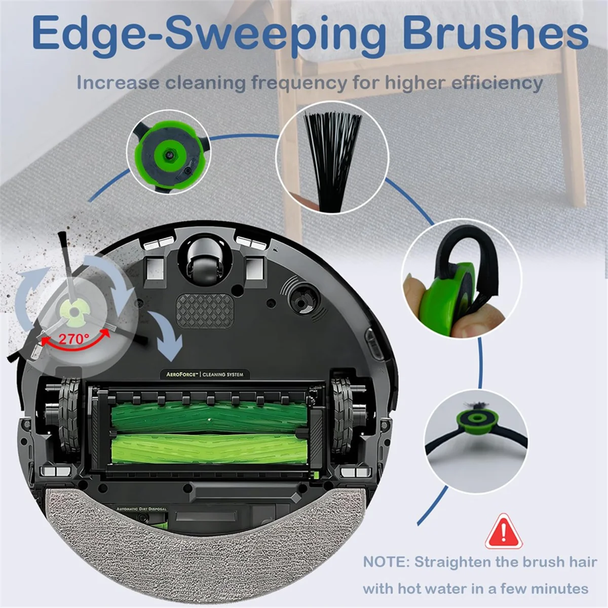 قطع غيار لأجزاء المكنسة الكهربائية iRobot Roomba Combo J7+ J7 Plus (ليست لـ J7)، الفرش المطاطية ومرشحات HEPA - A19G