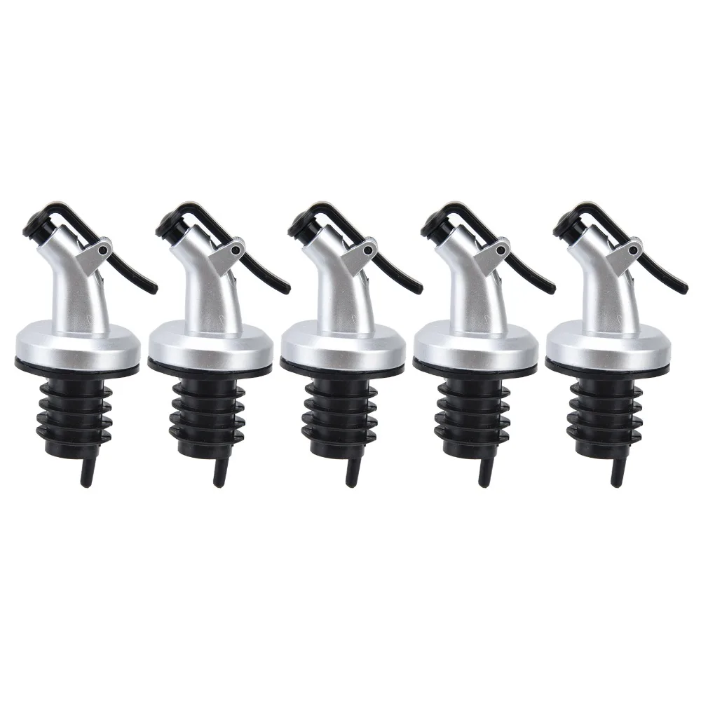 5pcs Durable ABS Oil Bottle Spout Flip Top Cap Anti-Drip Design Vinegar Bottle Stopper Bottle Pourer Dispenser Restaurant