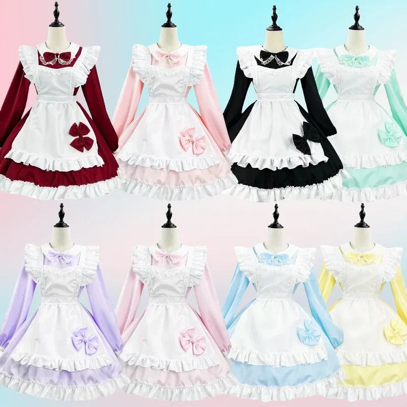 

Новинка 2024 года, юбка Лолиты, костюм горничной для косплея, одежда в стиле аниме с фартуком, юбки-талисманы, милое сексуальное платье принцессы с длинными рукавами для женщин