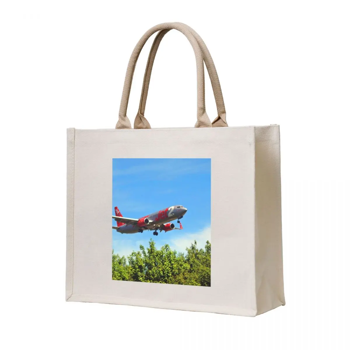 

Jet2.com approaching Birmingham airport Tote Bag reusable shopping bags canvas tote bag ecological bags