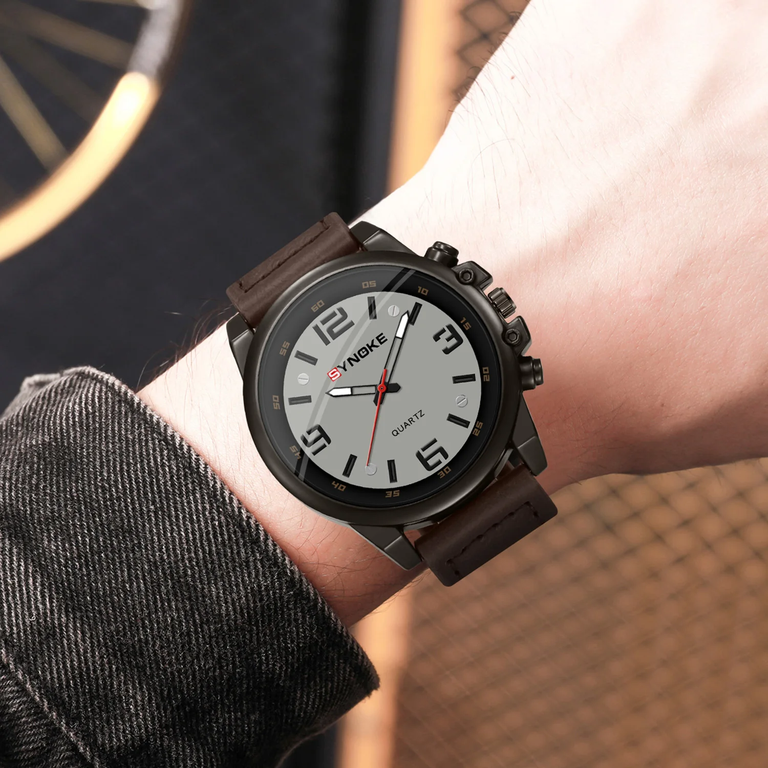 Relógio de quartzo empresarial masculino, presente ideal