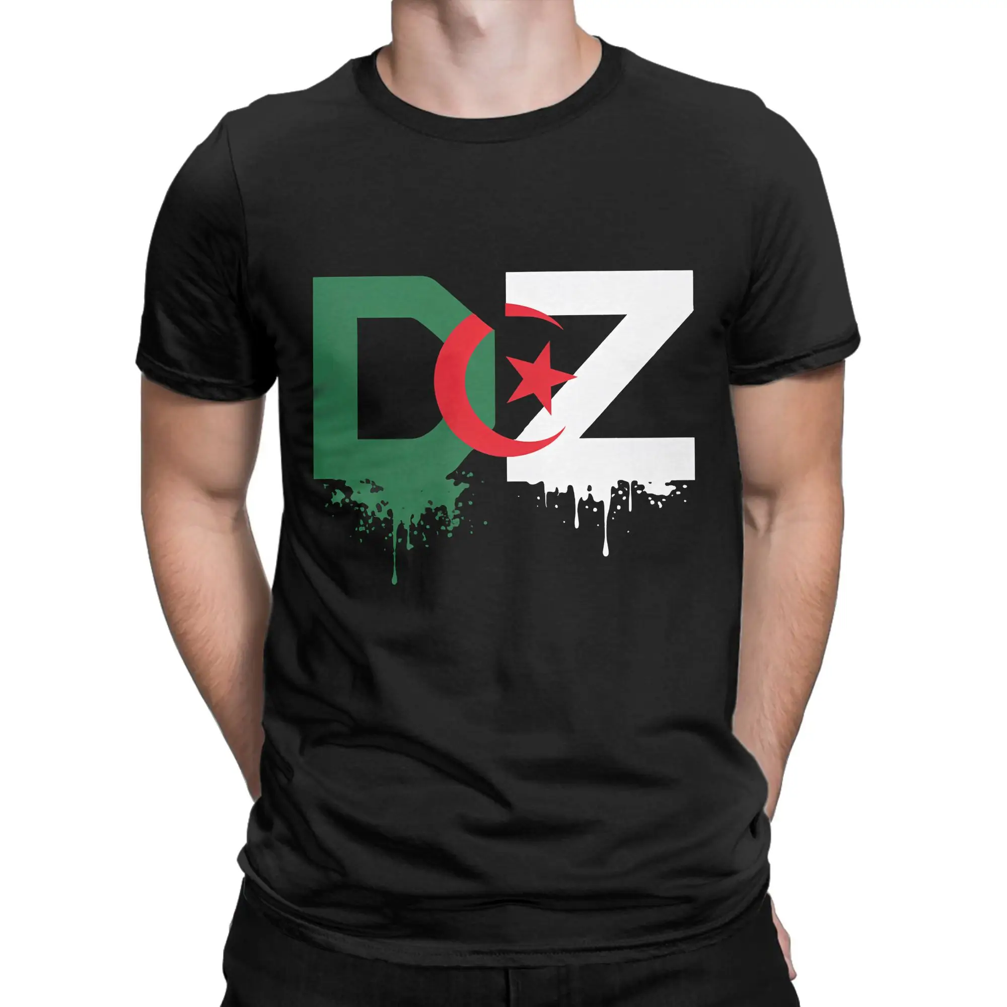 

Vintage T Shirt Summer DZ Algeria Algerian Flag Novelty T Shirts Cotton Tshirt for Man Y2K Basic Hot Sale Short Sleeve Tops